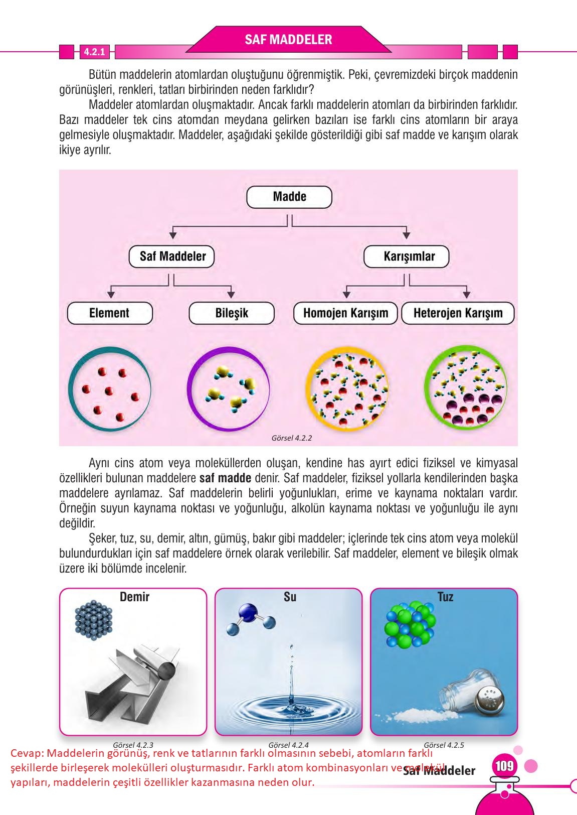 7. Sınıf Meb Yayınları Fen Bilimleri Ders Kitabı Sayfa 109 Cevapları