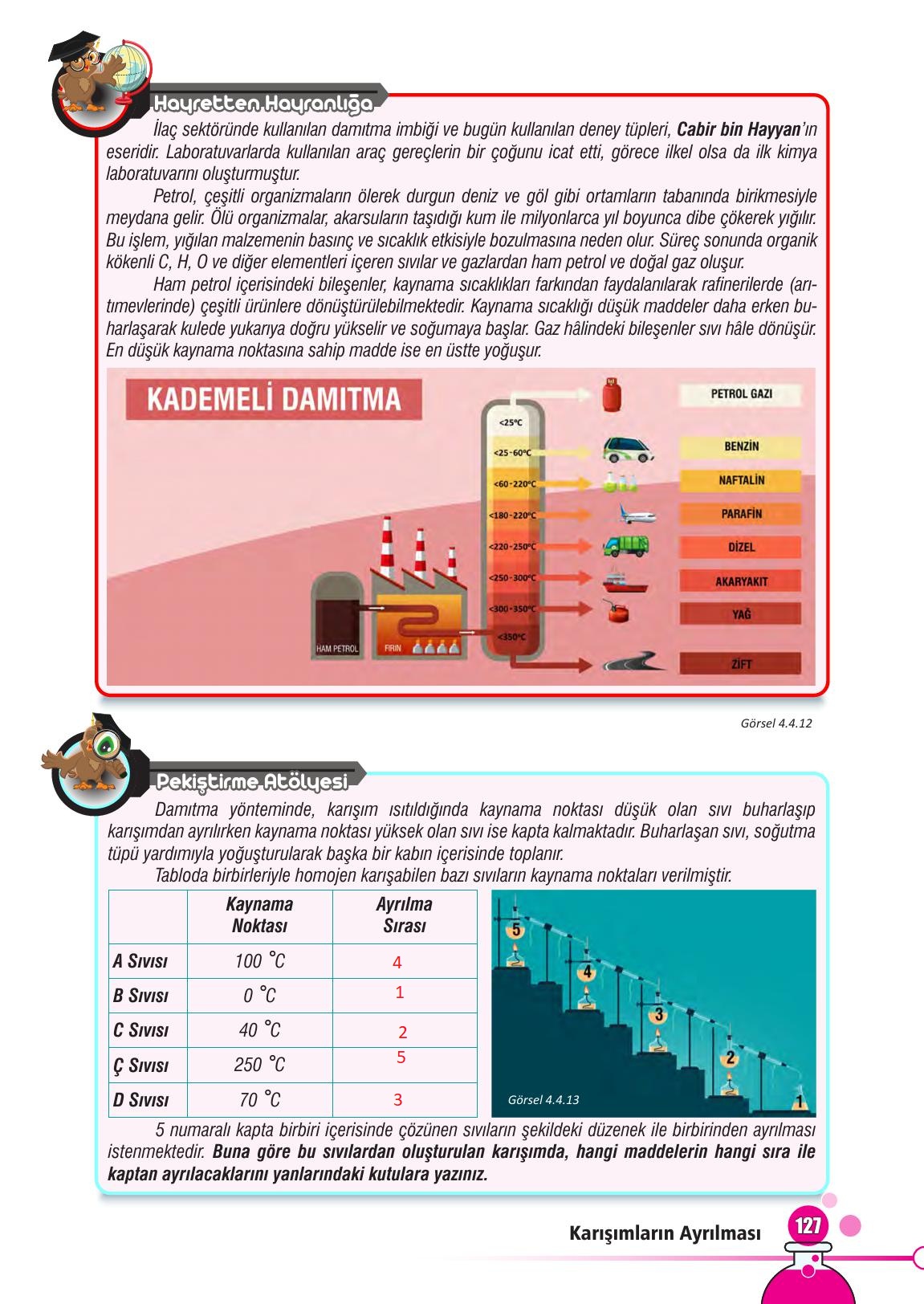 7. Sınıf Meb Yayınları Fen Bilimleri Ders Kitabı Sayfa 127 Cevapları