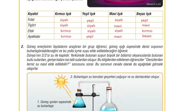 7. Sınıf Meb Yayınları Fen Bilimleri Ders Kitabı Sayfa 155 Cevapları