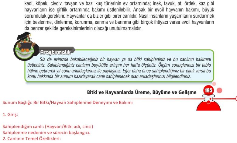 7. Sınıf Meb Yayınları Fen Bilimleri Ders Kitabı Sayfa 195 Cevapları