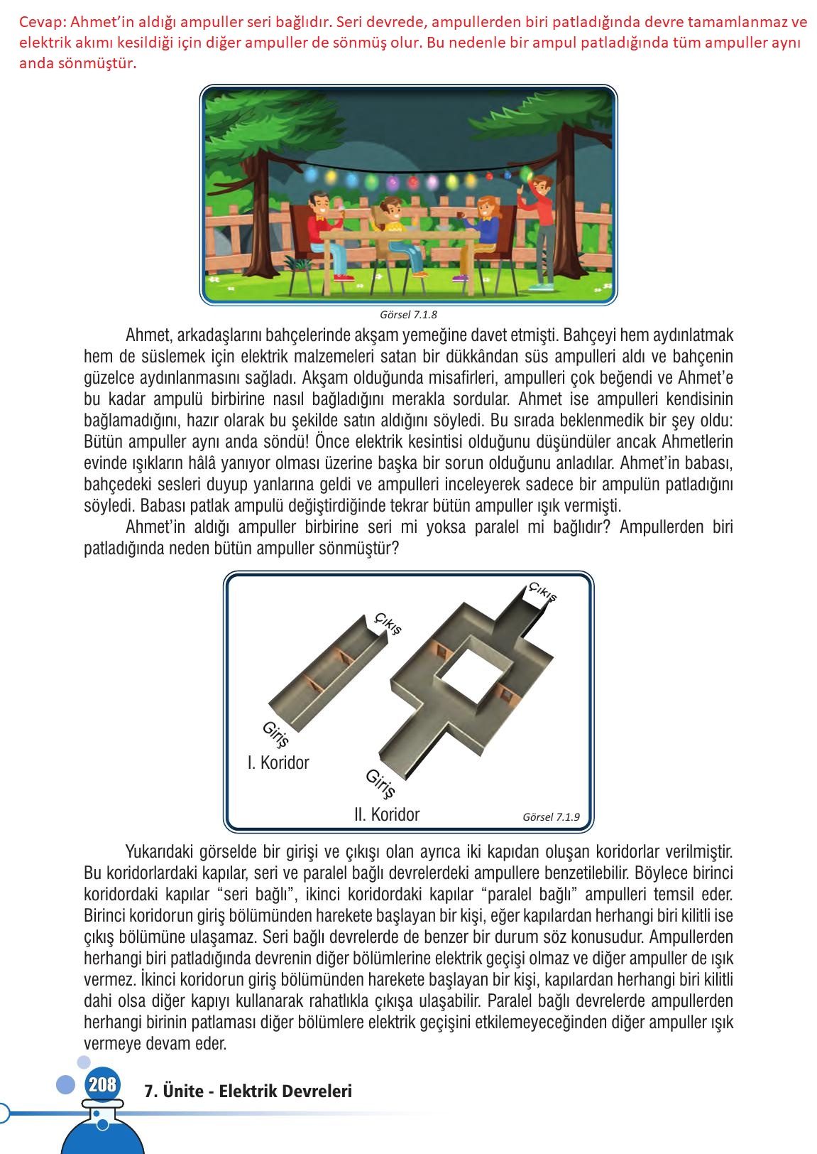 7. Sınıf Meb Yayınları Fen Bilimleri Ders Kitabı Sayfa 208 Cevapları