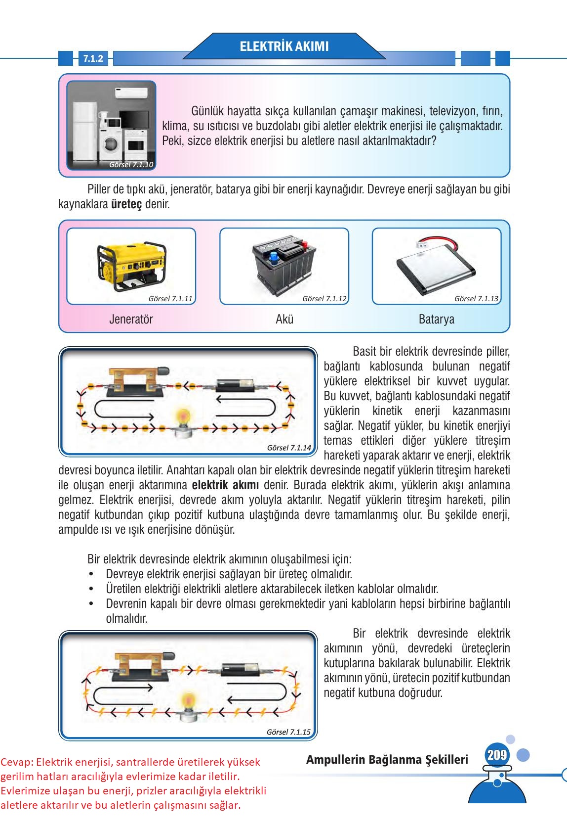 7. Sınıf Meb Yayınları Fen Bilimleri Ders Kitabı Sayfa 209 Cevapları