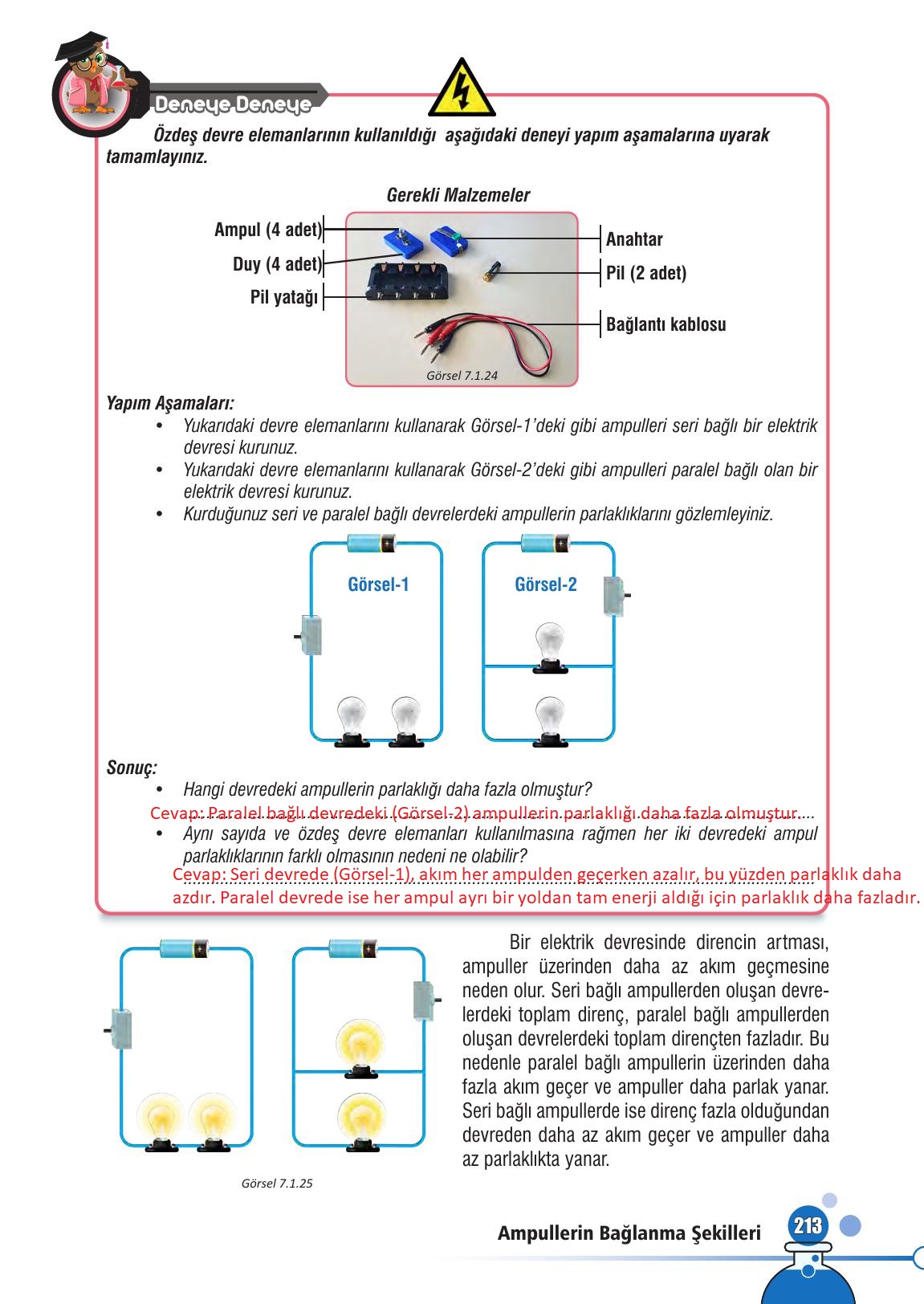 7. Sınıf Meb Yayınları Fen Bilimleri Ders Kitabı Sayfa 213 Cevapları