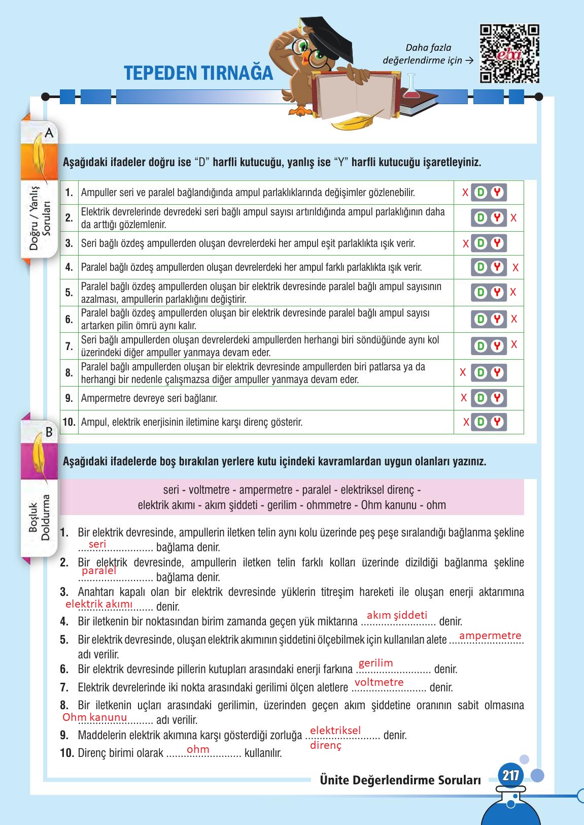 7. Sınıf Meb Yayınları Fen Bilimleri Ders Kitabı Sayfa 217 Cevapları