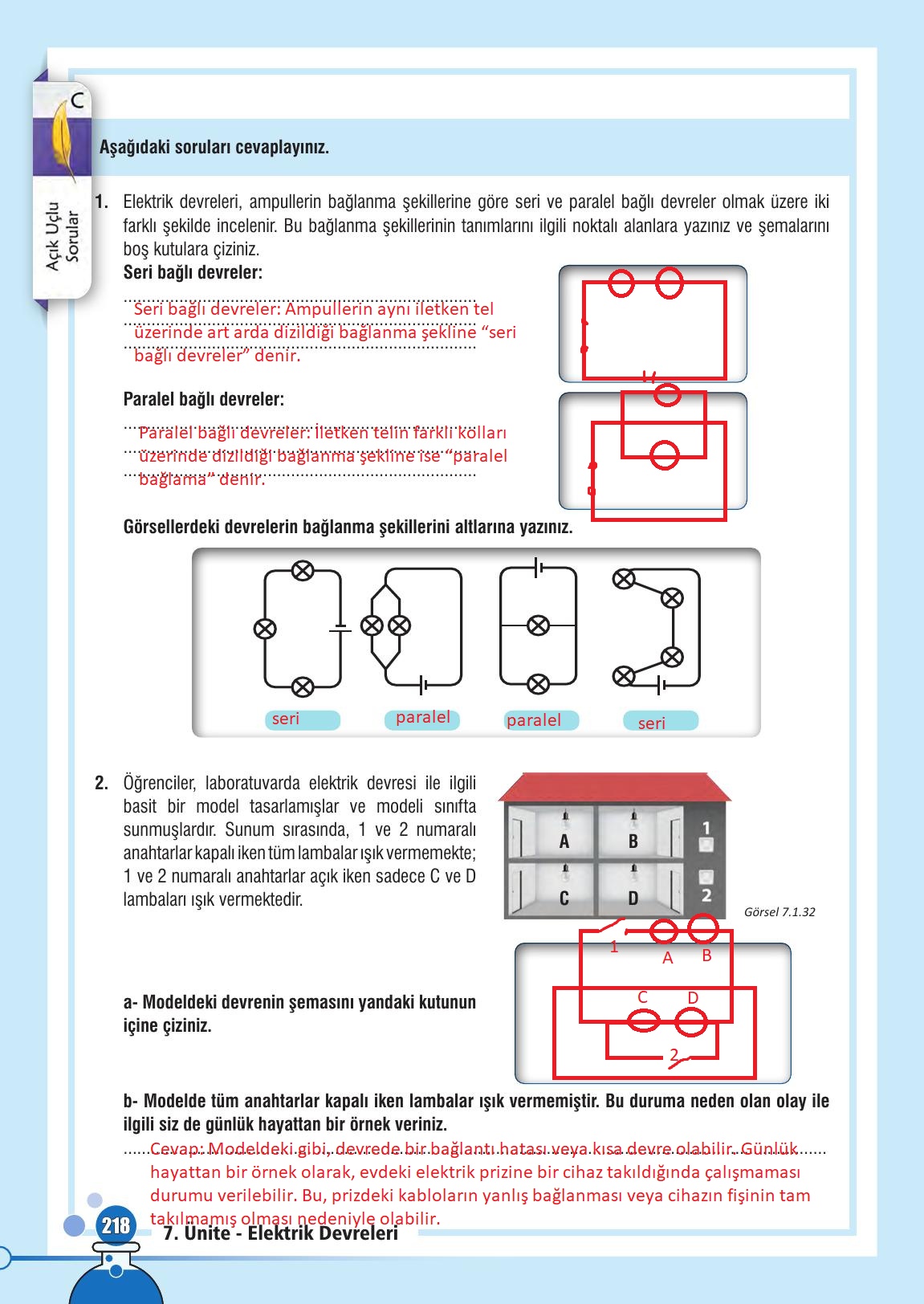 7. Sınıf Meb Yayınları Fen Bilimleri Ders Kitabı Sayfa 218 Cevapları