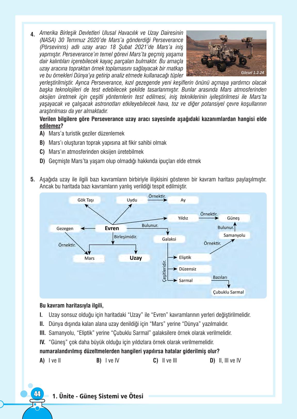 7. Sınıf Meb Yayınları Fen Bilimleri Ders Kitabı Sayfa 44 Cevapları