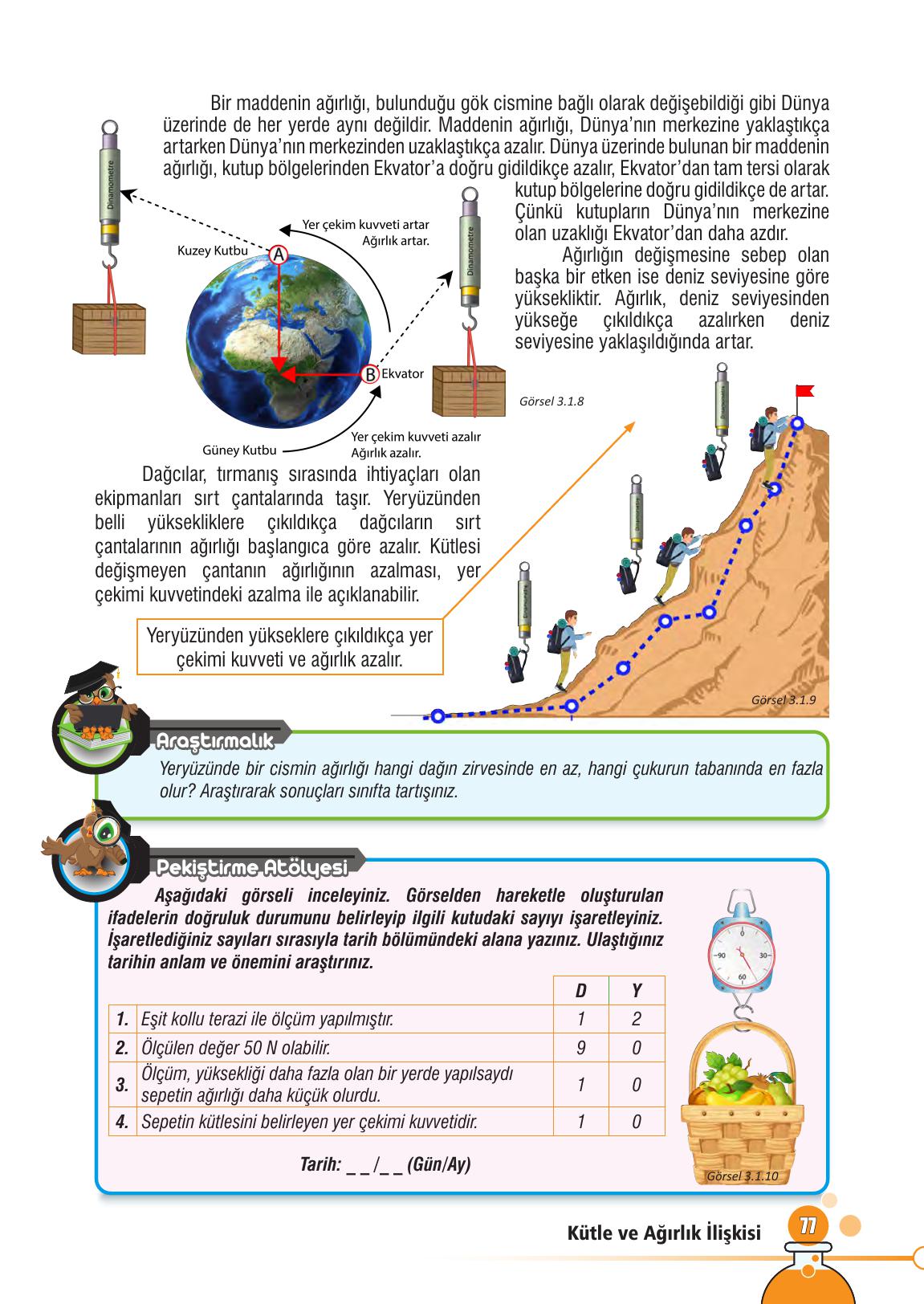 7. Sınıf Meb Yayınları Fen Bilimleri Ders Kitabı Sayfa 77 Cevapları