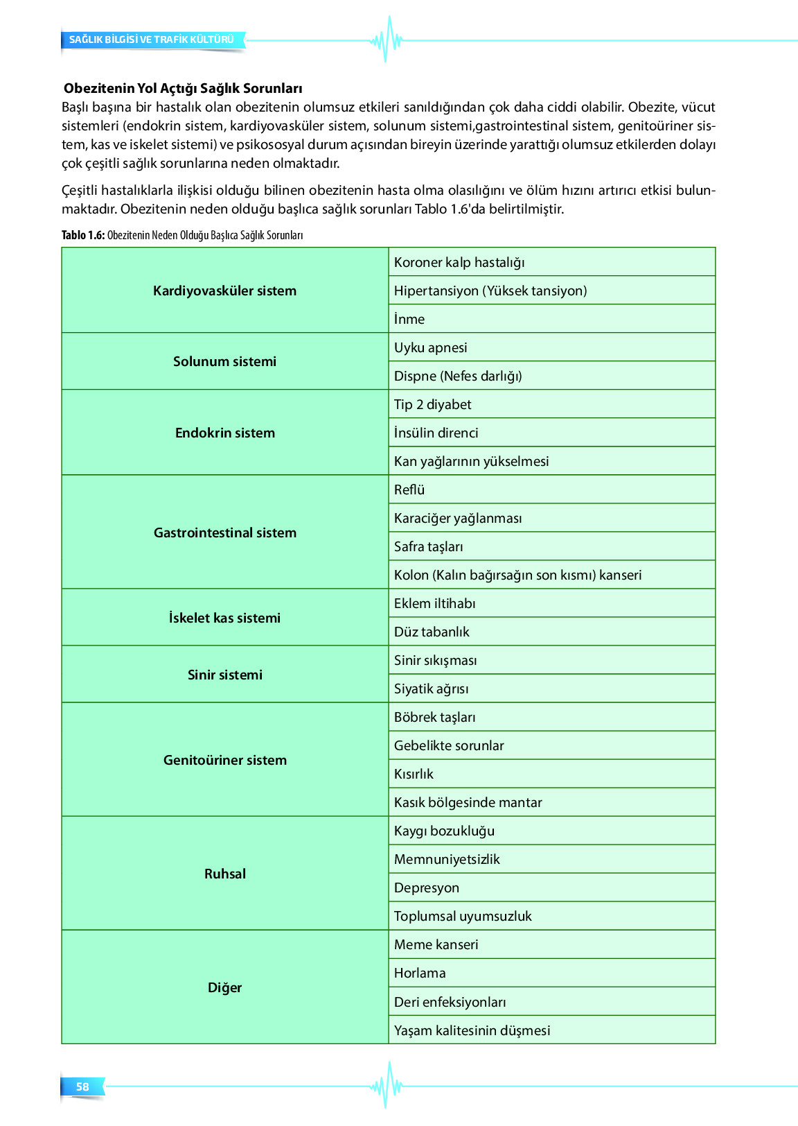 9. Sınıf Meb Yayınları Sağlık Bilgisi Ve Trafik Kültürü Ders Kitabı Sayfa 58 Cevapları