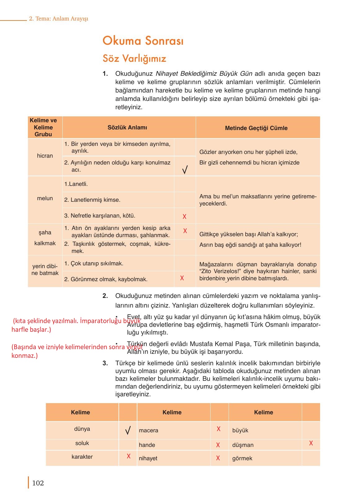 9. Sınıf Meb Yayınları Türkçe Ders Kitabı Sayfa 102 Cevapları